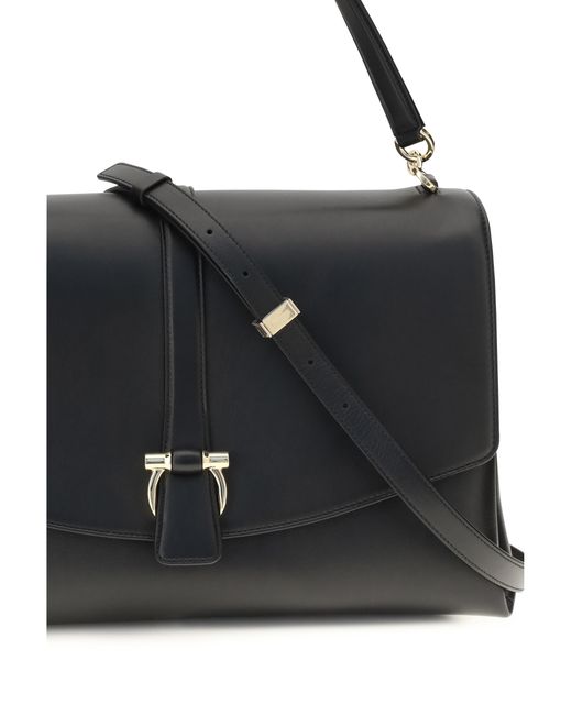 Ferragamo Black Large Mia Shoulder Bag Calf Leather Bos Taurus