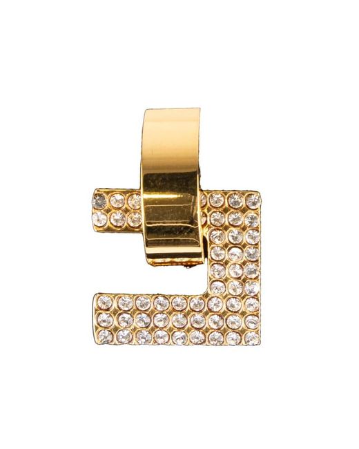 Elisabetta Franchi Metallic Earrings With Logo Rhinestones