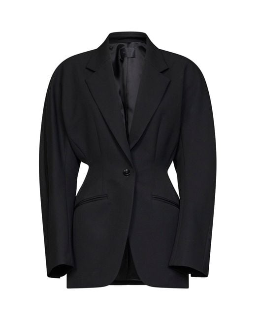 Mugler Black Lightweight Virgin Wool Deconstructed Cinched Blazer