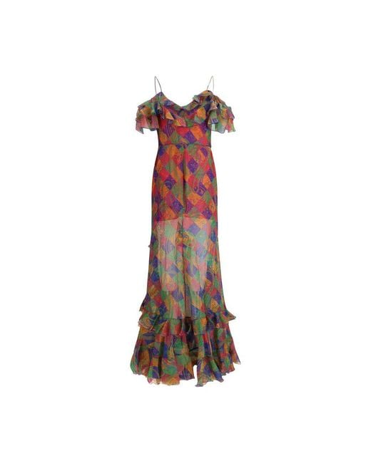 Etro Brown Multicolor Silk Casual Dress
