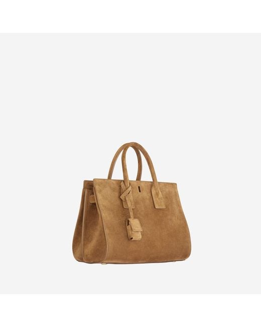 Saint Laurent Brown Suede Sac De Jour Bag Leather Shoulder