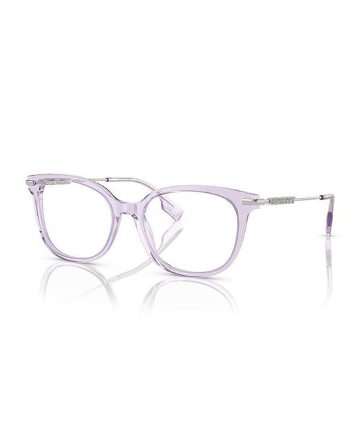 Burberry Multicolor Eyeglasses Square Full Rim, Transparent Liliac Frame And Clear Demo Lenses Lens Be23914095