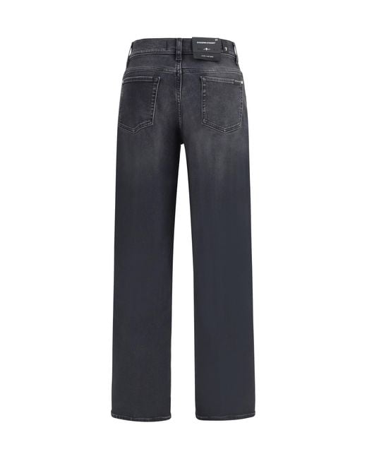 7FOR Blue Stovepipe Straight Jeans Cotton; Lyocell; Elastane