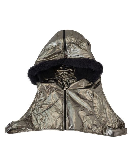 Dolce & Gabbana Black Silver Fur Whole Head Wrapcapello Nylon Hat for men
