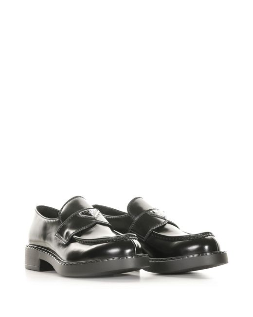 Prada Gray Chocolate Loafers In Brushed Leather for men