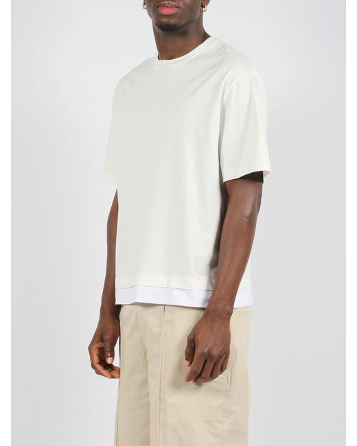 Neil Barrett White Slim Dropped Shoulder Bicolor T-Shirt for men