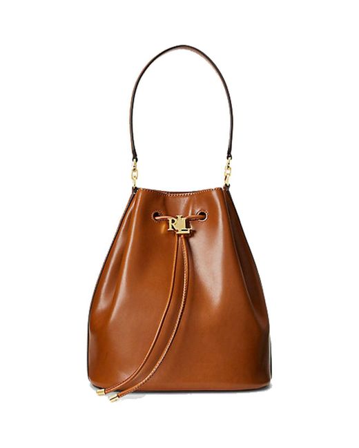 Polo Ralph Lauren Lauren Andie 25 Large Leather Bucket Bag in Brown | Lyst