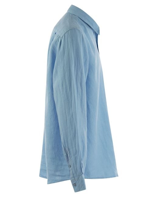 Vilebrequin Blue Long-Sleeved Linen Shirt for men
