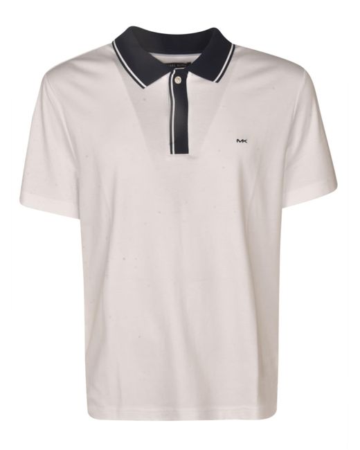 Michael Kors White Logo Embroidered Polo Shirt for men