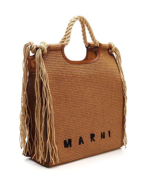 Marni Brown Marcel North-south Fringed Tote Bag