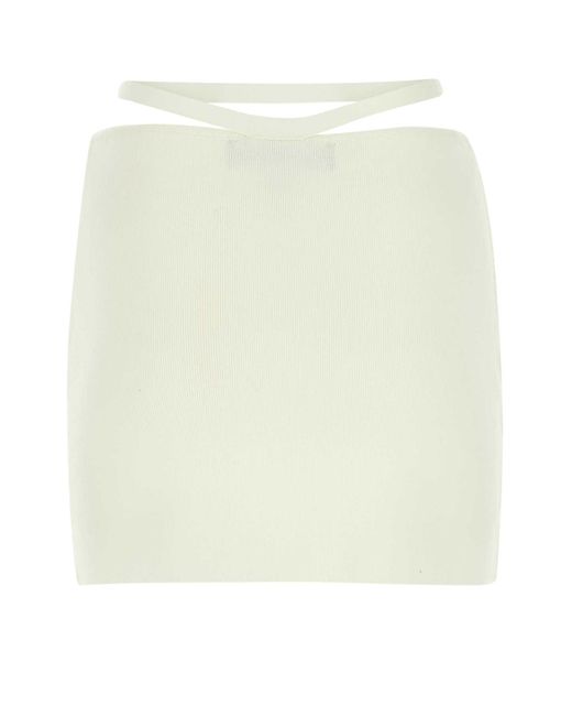 ANDREADAMO Natural Ivory Stretch Viscose Blend Mini Skirt