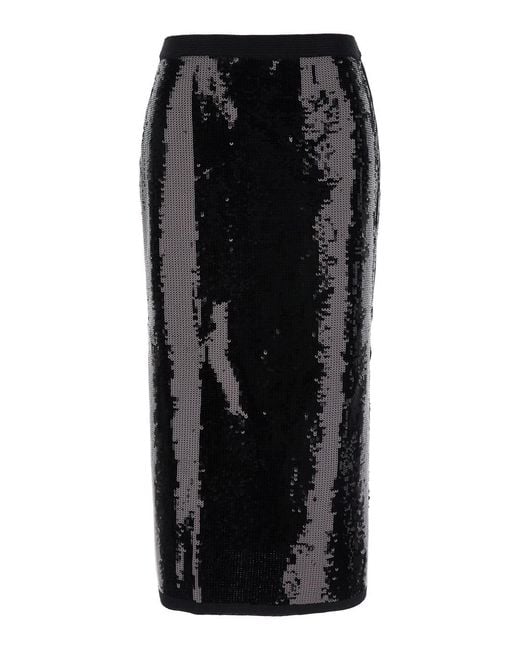 Twinset Black Midi Skirt With Sequins All-Over