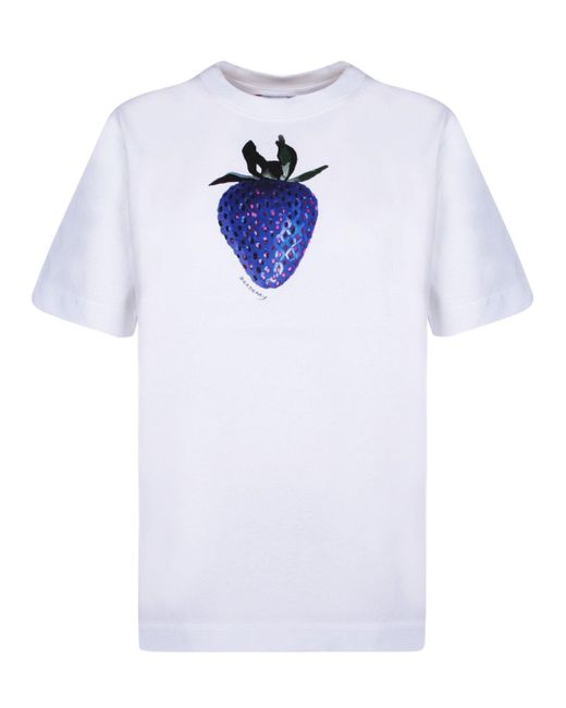 Burberry White Cotton T-Shirt With Strawberry Print By
