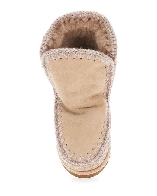 Mou Natural Ankle Boots Patent Suede Sheep