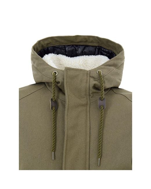 Moose Knuckles Green Leather Biker Jacket With Zipper Details for men