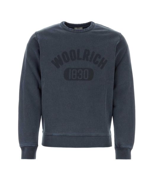 Woolrich Denim Blue Cotton Sweatshirt for men
