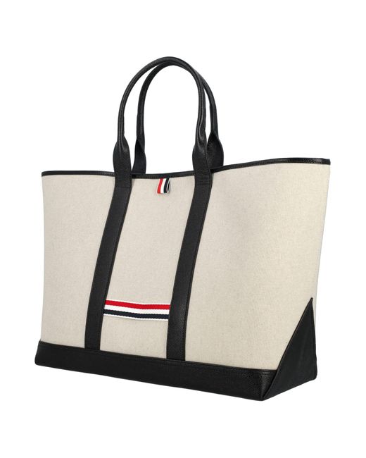 Thom Browne White Medium Tool Tote W/ Leather Handles for men