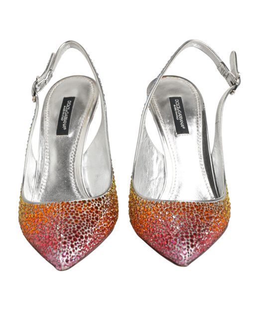 Dolce & Gabbana White Sequin Slingback Pumps Shoes Pl+Pu+Se+Vi+Goat