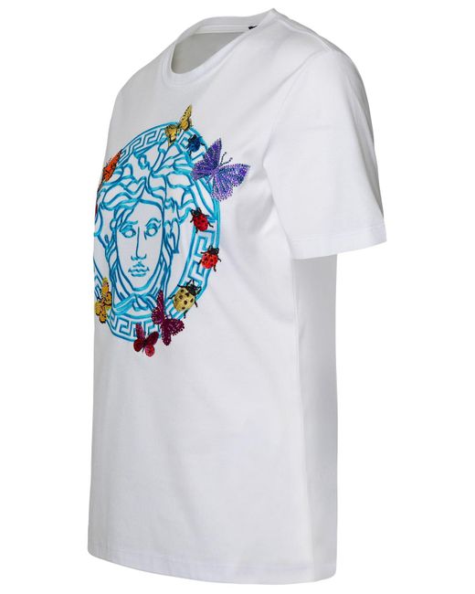 Versace Gray Medusa White Cotton T-shirt
