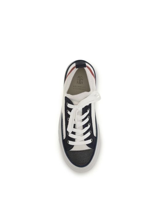Brunello Cucinelli White Sneakers Precious Toe Upper Cotton Trainers