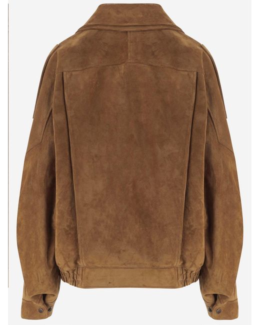 Saint Laurent Brown Leather Jacket Oversized Vintage Split Cowhide