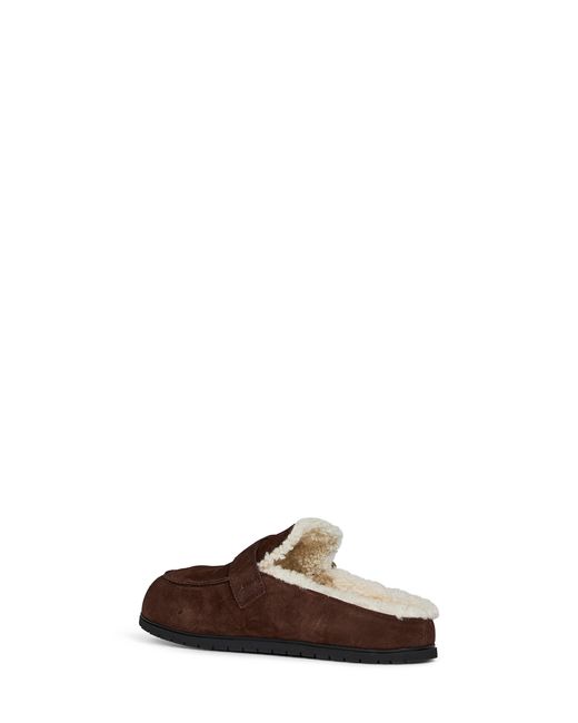 Prada Brown Mules Dark Suede & Shearling Calf Leather