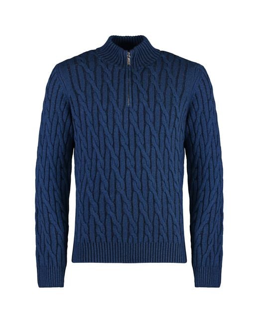 Moorer Blue Terni Wool And Cashmere Sweater for men
