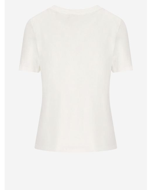 Chloé Natural Cotton T-Shirt With Logo Print Shell: T-Shirts & Jerseys