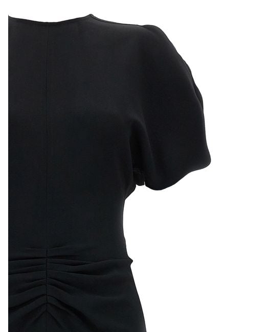 Victoria Beckham Black Gathered Waist Midi Dresses