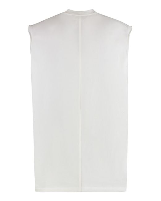 Rick Owens White Ribbed Cotton Tank Top T-Shirts for men