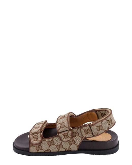 Gucci Brown GG Canvas & Leather Sandal