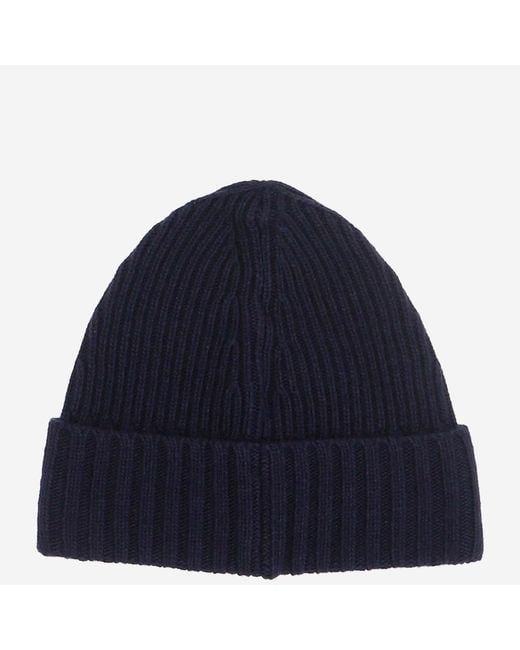Stone Island Blue Wool-Blend Logo Beanie Hat for men