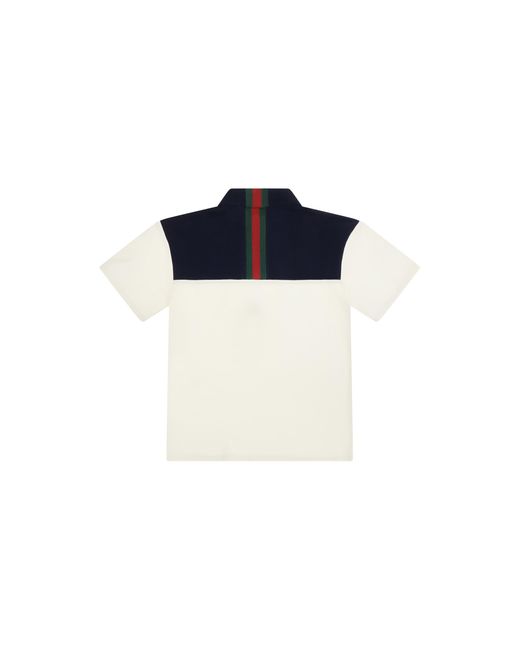 Gucci Blue Cotton Polo With Web Trim For Boy T-Shirts for men