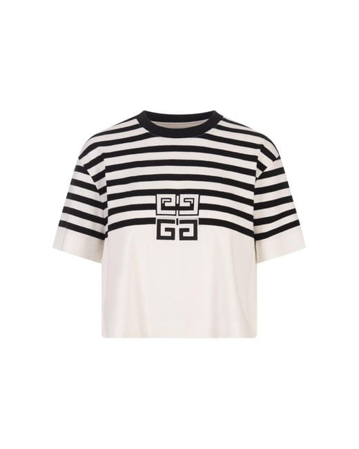 Givenchy Black Short Striped T-shirt With 4g Application