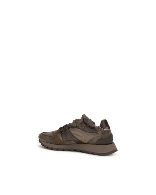 Brunello Cucinelli Brown Calf Leather Bos Taurus Athletic Sneakers