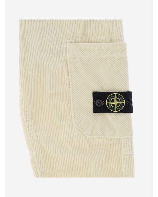 Stone Island Natural Cotton-Blend Trousers for men