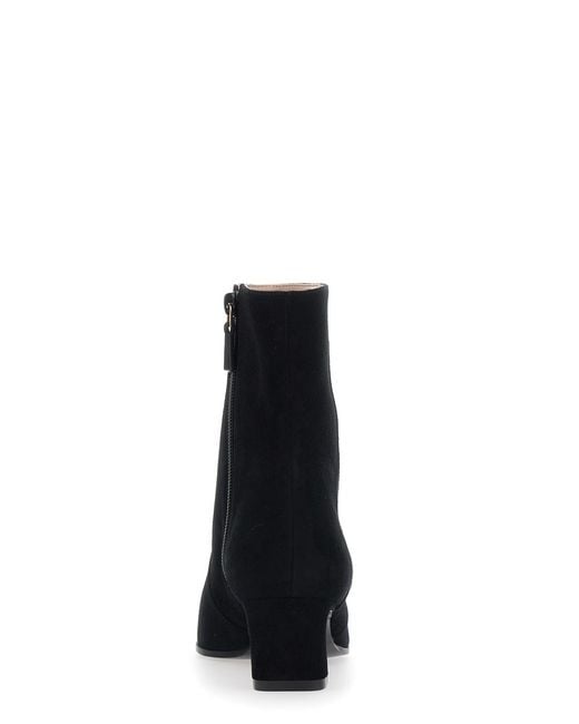 Stuart Weitzman Black Bootie Stassi Zip Leather Upper Boot