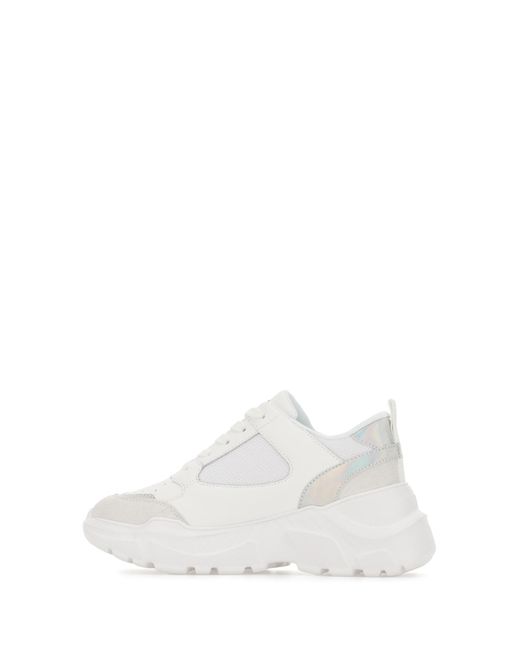 Versace Jeans Couture White Leather And Fabric Sneakers