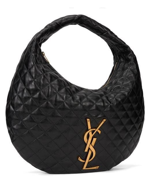 Saint Laurent Black Hobo Bag Icare Quilted Nappa Lambskin Handbags