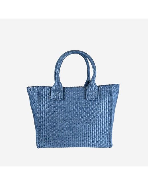 Pinko Blue Shopping Bag Raffia Polypropylene Shoulder