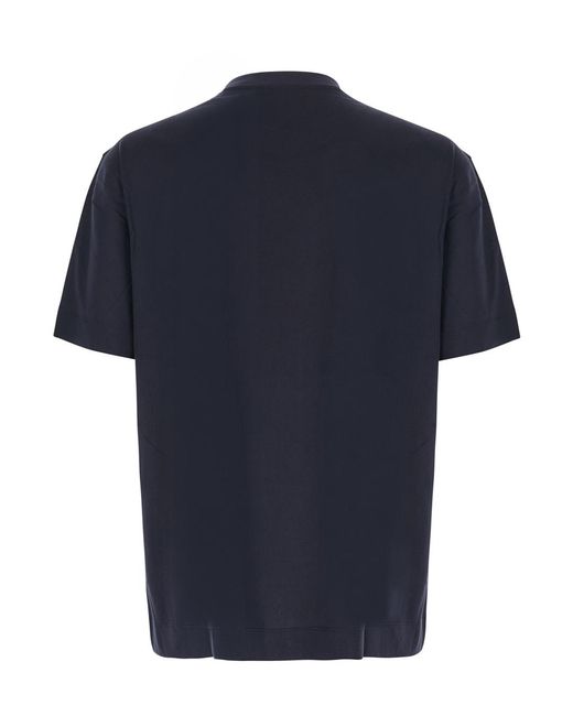 Emporio Armani Blue T-Shirt Cotton Lyocell T-Shirts for men