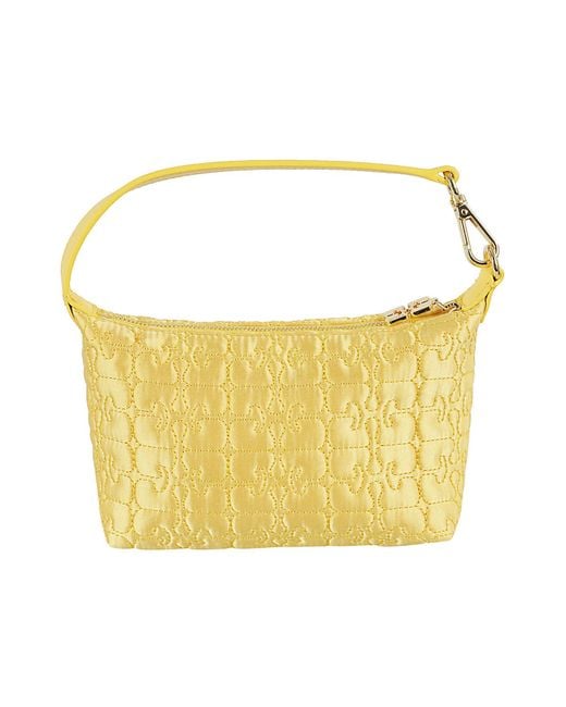 Ganni Yellow Butterfly Small Pouch Satin