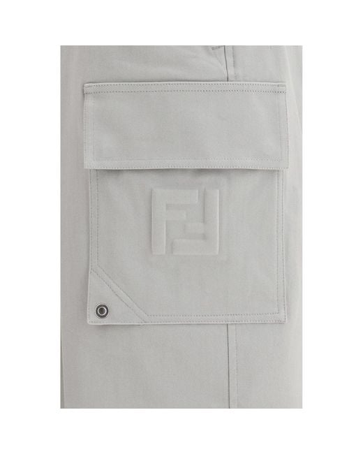 Fendi Gray Cotton Cargo Pants for men