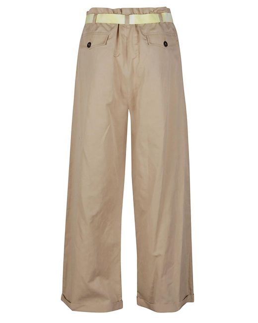 Pinko Natural Belted Wide-Leg Pants
