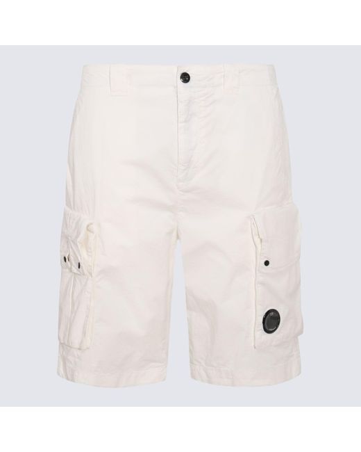 C P Company Natural Gauze Cotton Cargo Shorts for men