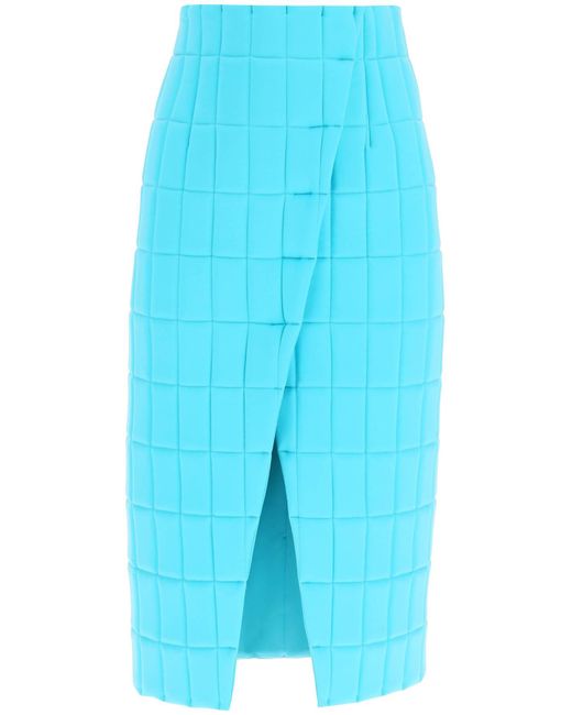 A.W.A.K.E. MODE Blue Quilted Wrap Skirt