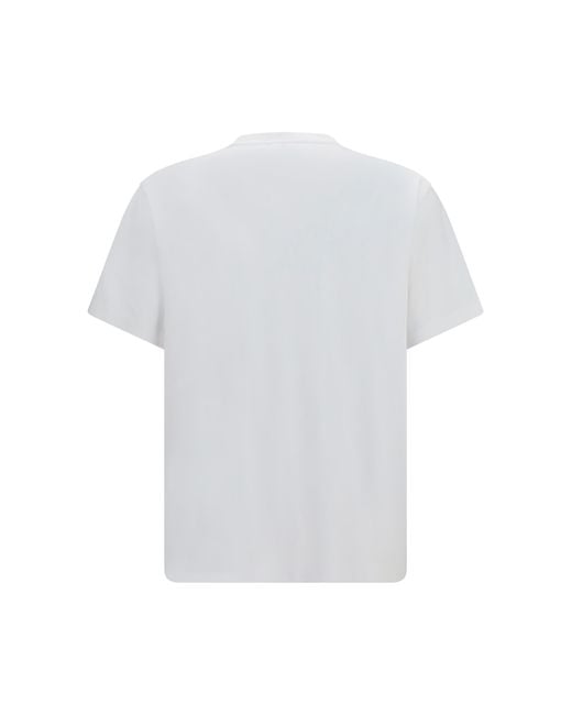 Prada White Cotton T-Shirt With Triangle Logo T-Shirts for men