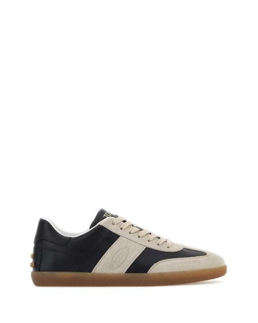 Tod's Black Two-Tone Leather And Suede Sneakers