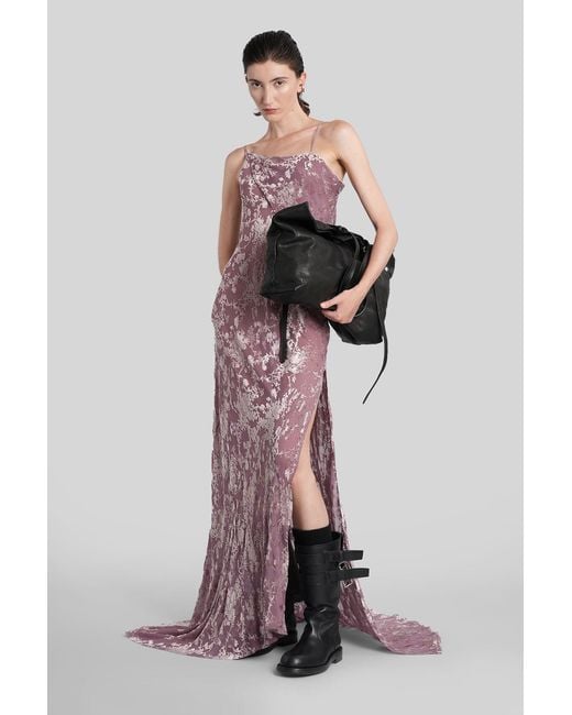 Ann Demeulemeester Aaricia Long Dress In Rose-pink Velvet