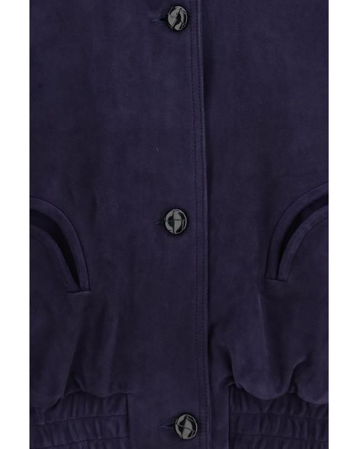 Blazé Milano Blue Viva Charlie Suede Bomber Jacket Lamb Ovis Aries